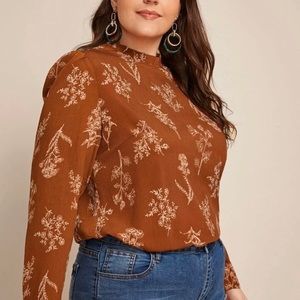 Floral Print Brown Top